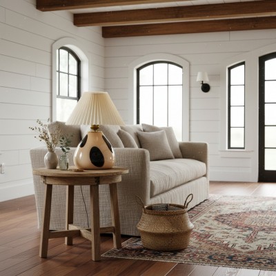 Solivian Vintage Pleated Cavolo Glass Table Lamp