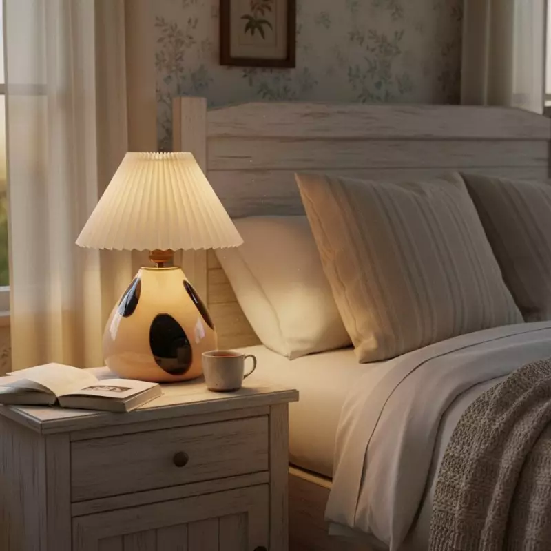 Solivian Vintage Pleated Cavolo Glass Table Lamp