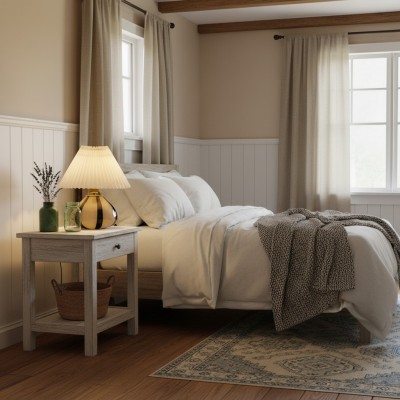 Solivian Vintage Pleated Cavolo Glass Table Lamp