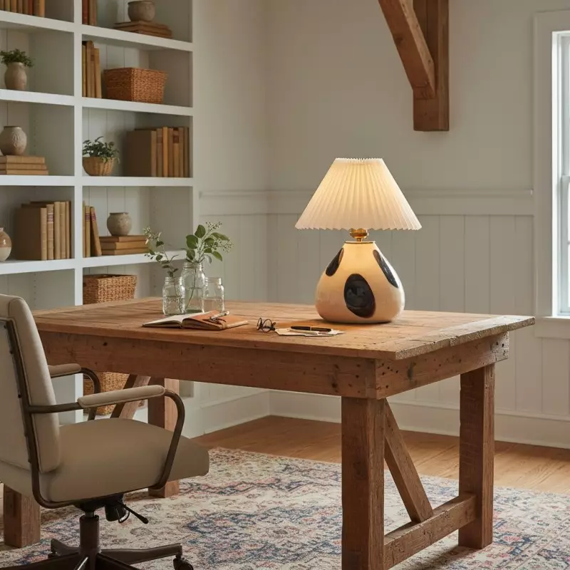 Solivian Vintage Pleated Cavolo Glass Table Lamp