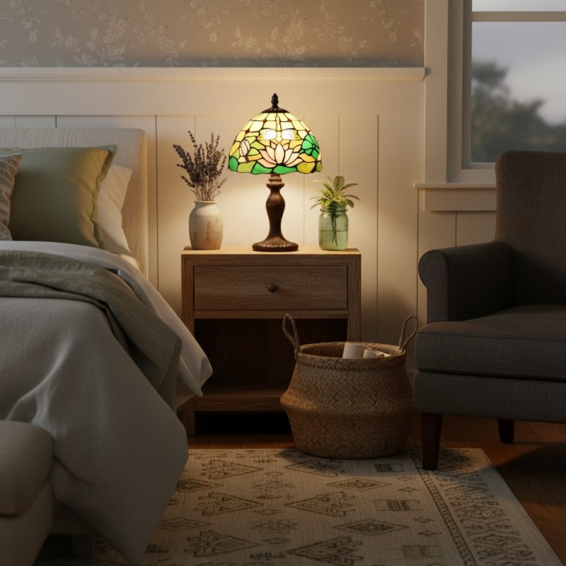 Mystral Tiffany Lotus flower Glass Table Light