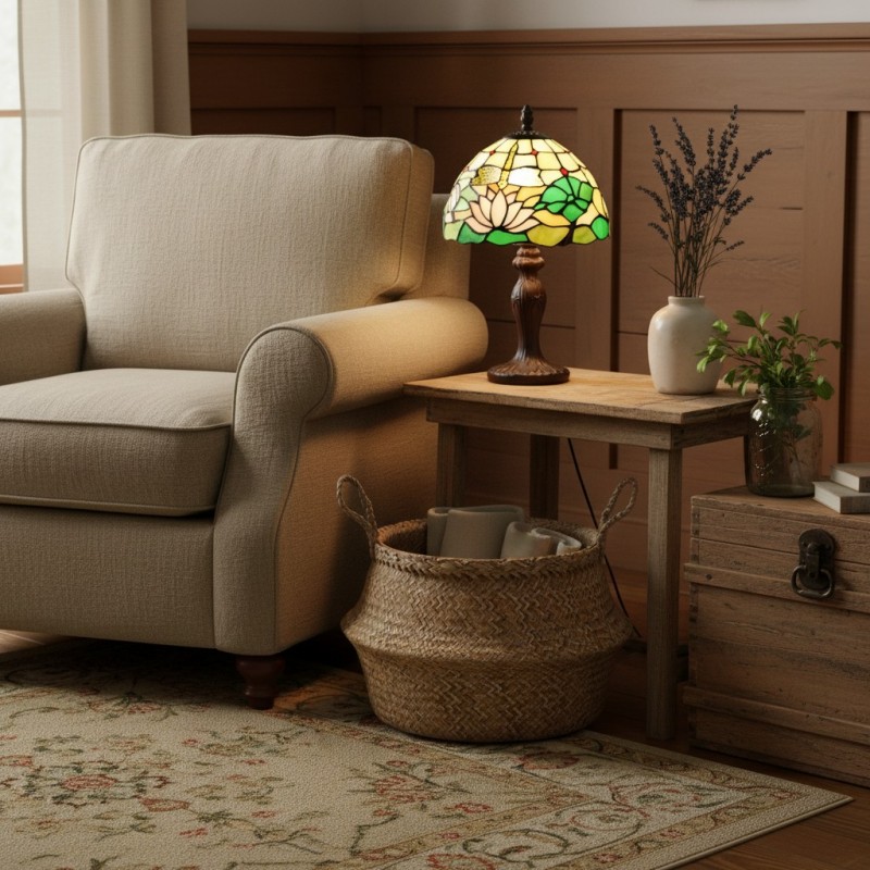 Mystral Tiffany Lotus flower Glass Table Light