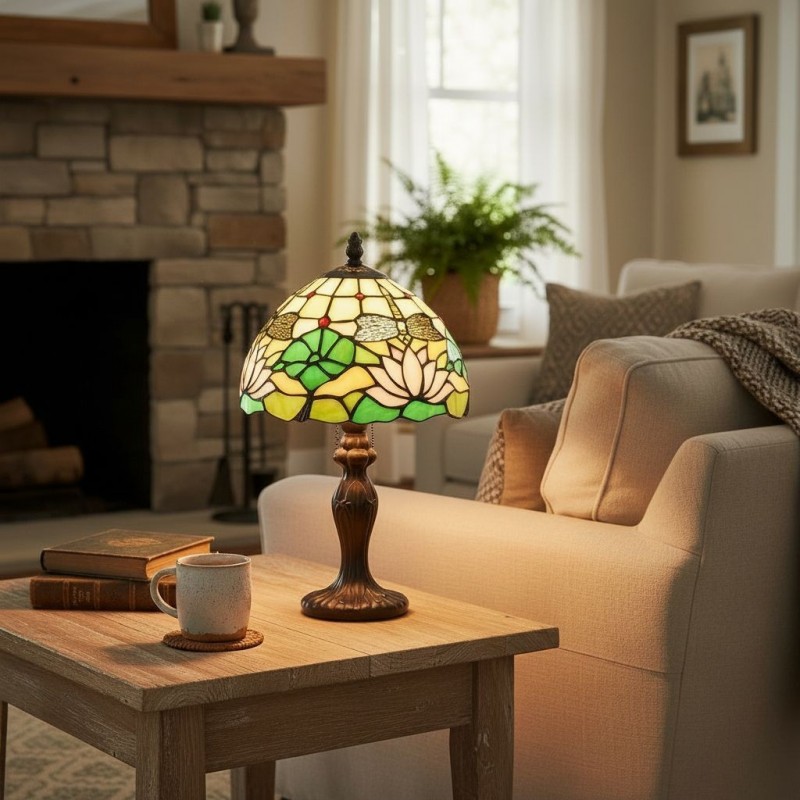 Mystral Tiffany Lotus flower Glass Table Light