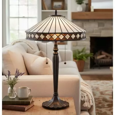 Zephira Tiffany White Glass Table Lamp