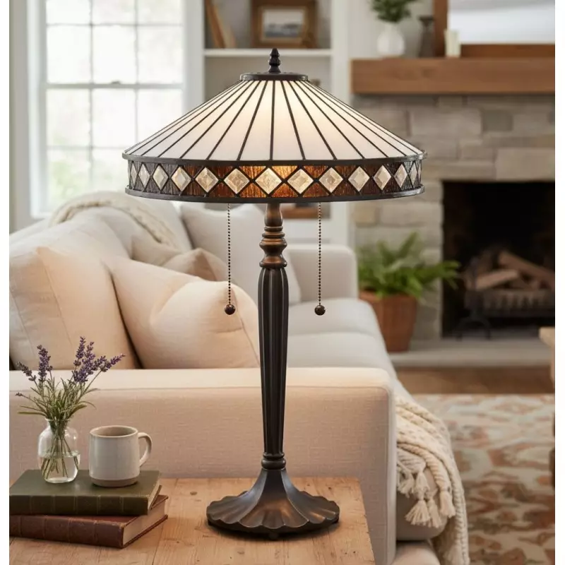 Zephira Tiffany White Glass Table Lamp