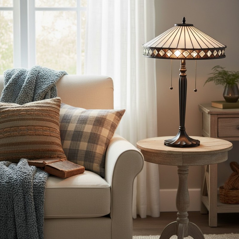 Zephira Tiffany White Glass Table Lamp