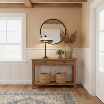 Zephira Tiffany White Glass Table Lamp