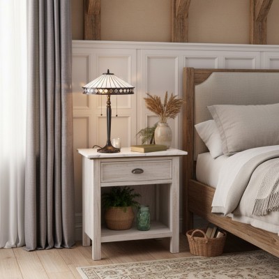 Zephira Tiffany White Glass Table Lamp