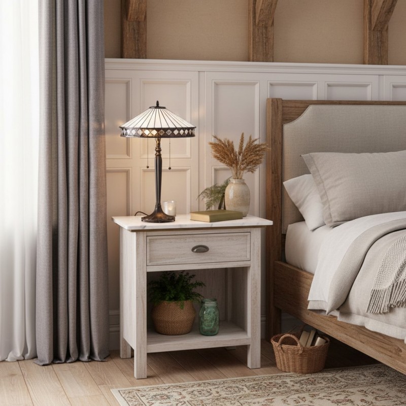 Zephira Tiffany White Glass Table Lamp