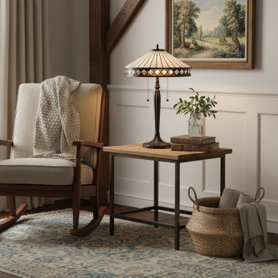 Zephira Tiffany White Glass Table Lamp