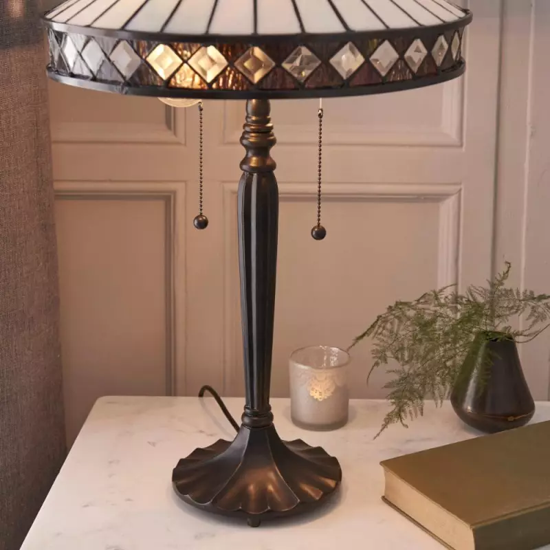 Zephira Tiffany White Glass Table Lamp