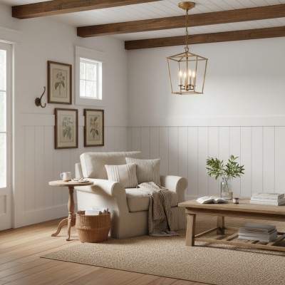 Aria Farmhouse Wrought Iron Lantern Chandelier Light