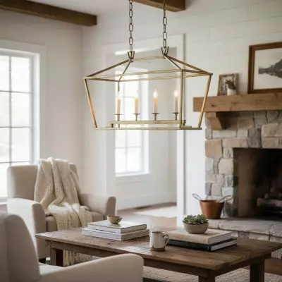 Aria Farmhouse Wrought Iron Lantern Chandelier Light
