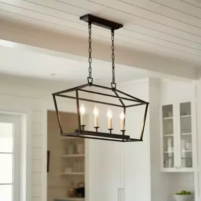 Aria Farmhouse Wrought Iron Lantern Chandelier Light