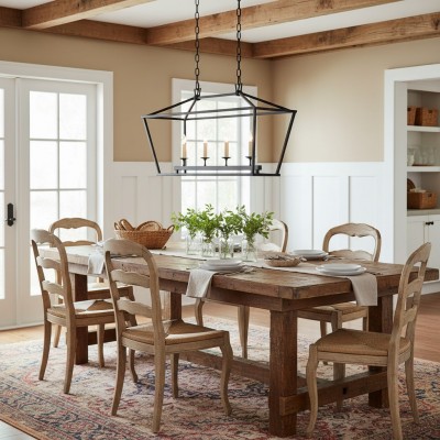 Aria Farmhouse Wrought Iron Lantern Chandelier Light