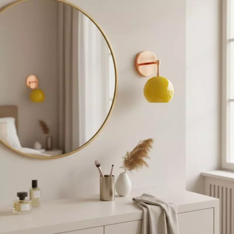 Vespera Vintage Brass Round Wall Sconce