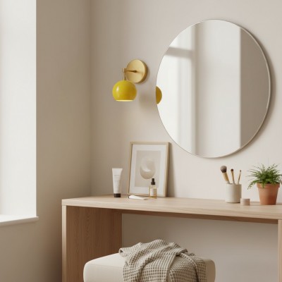 Vespera Vintage Brass Round Wall Sconce