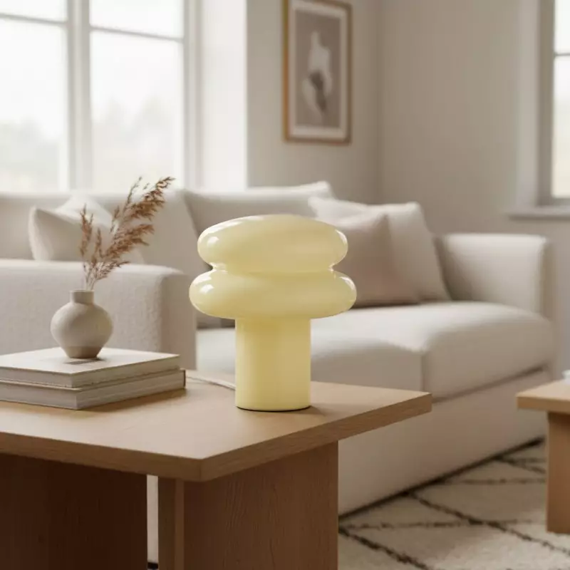 Nymeros Scandinavian Glass Mushroom Table Lamp