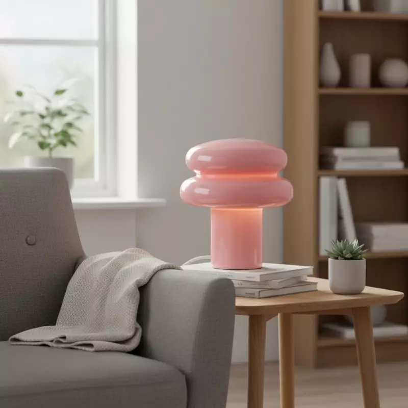 Nymeros Scandinavian Glass Mushroom Table Lamp