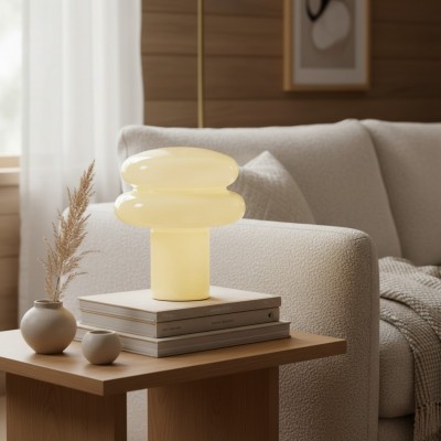 Nymeros Scandinavian Glass Mushroom Table Lamp