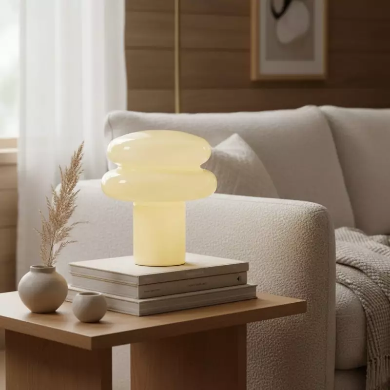 Nymeros Scandinavian Glass Mushroom Table Lamp