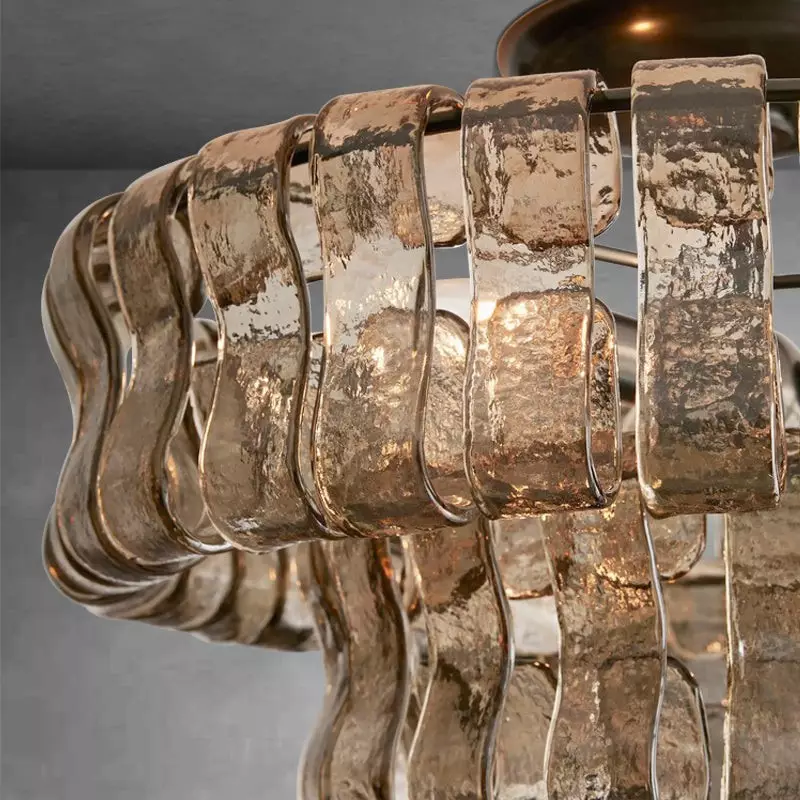 Giha Modern Double-Layer Curved Glass Chandelier