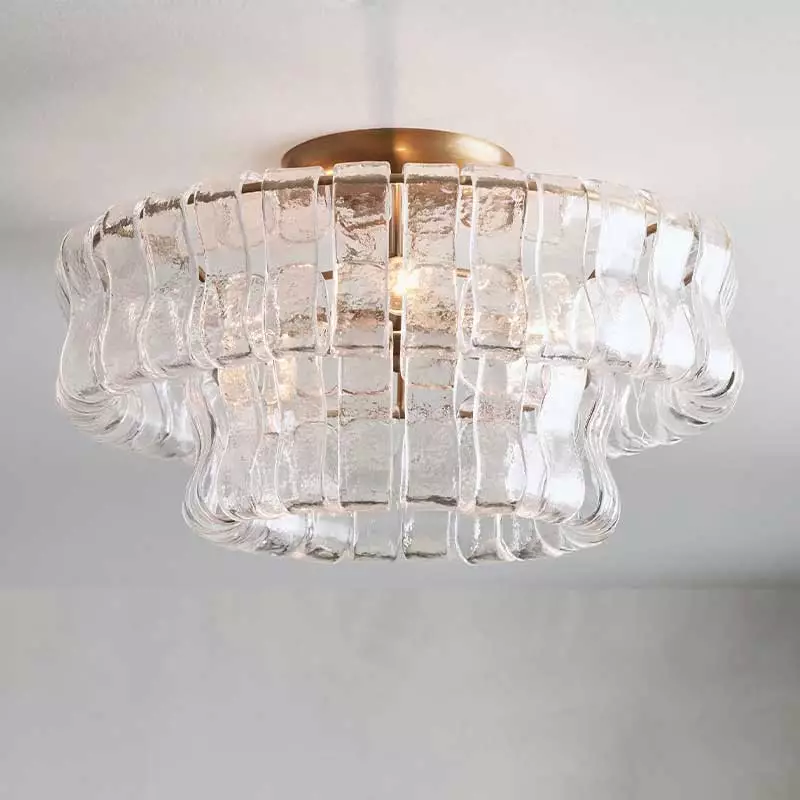 Giha Modern Double-Layer Curved Glass Chandelier