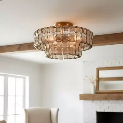 Giha Modern Double-Layer Curved Glass Chandelier