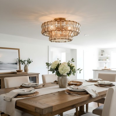 Giha Modern Double-Layer Curved Glass Chandelier