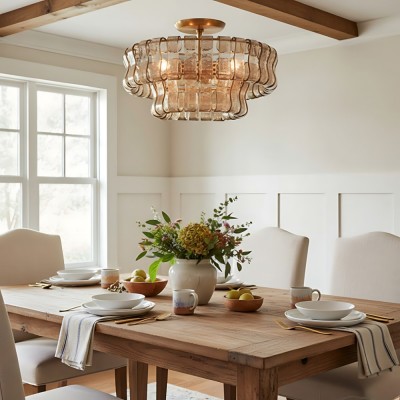 Giha Modern Double-Layer Curved Glass Chandelier