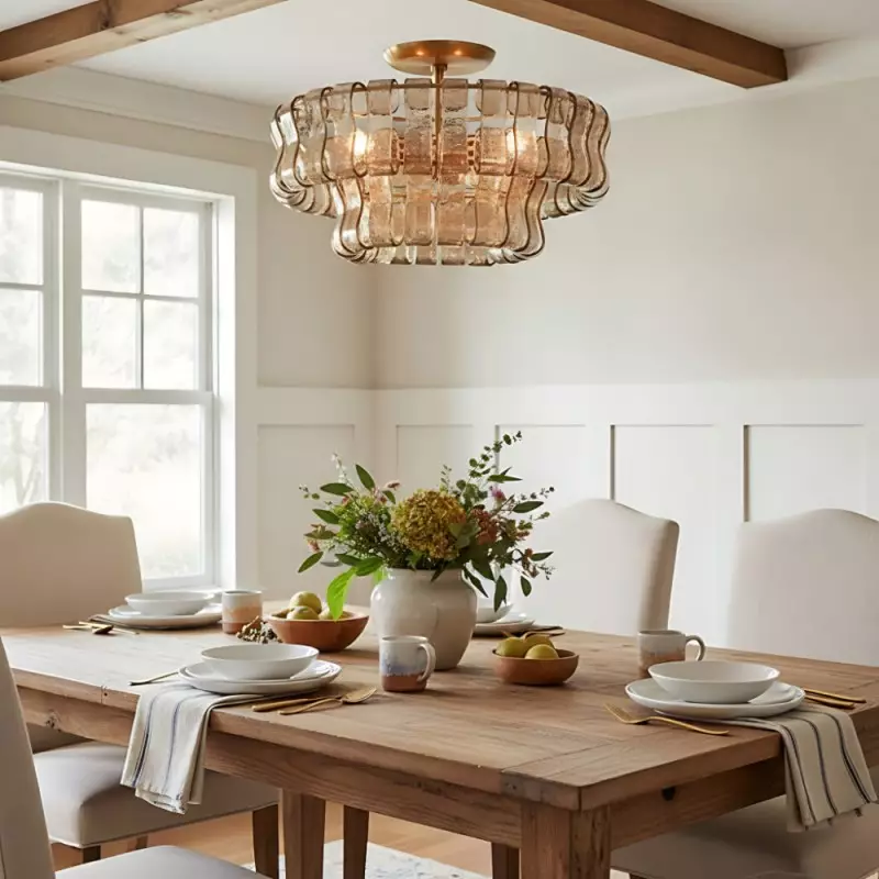 Giha Modern Double-Layer Curved Glass Chandelier