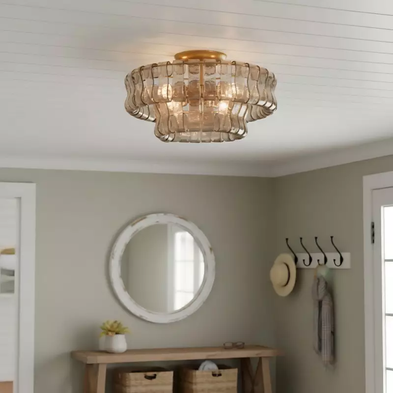 Giha Modern Double-Layer Curved Glass Chandelier