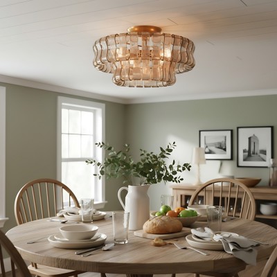 Giha Modern Double-Layer Curved Glass Chandelier