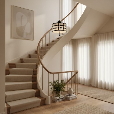 Solivra Scandinavian Round Lattice LED Drum Pendant Light