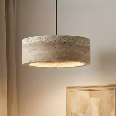 Veloria Scandinavian Travertine Round Pendant Light
