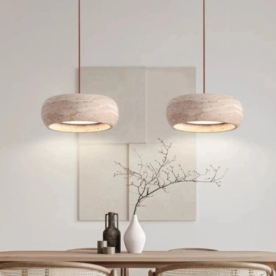 Veloria Scandinavian Travertine Round Pendant Light