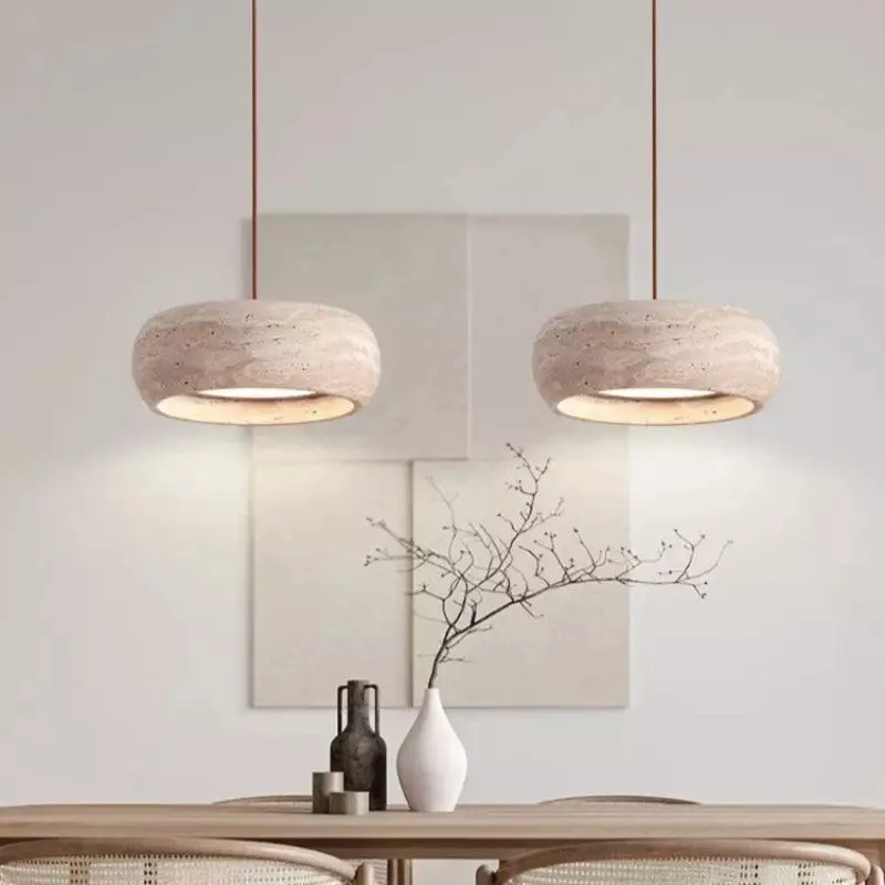 Veloria Scandinavian Travertine Round Pendant Light