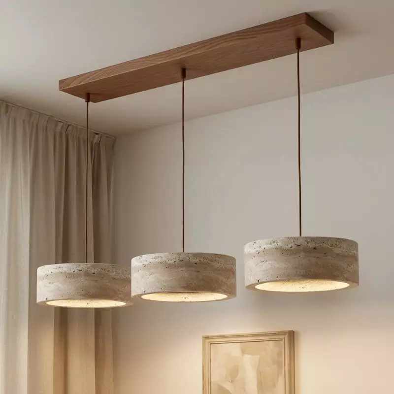 Veloria Scandinavian Travertine Round Pendant Light