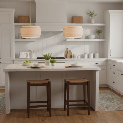 Virelai Modern Linen Double Drum Pendant Light