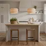 Virelai Modern Linen Double Drum Pendant Light