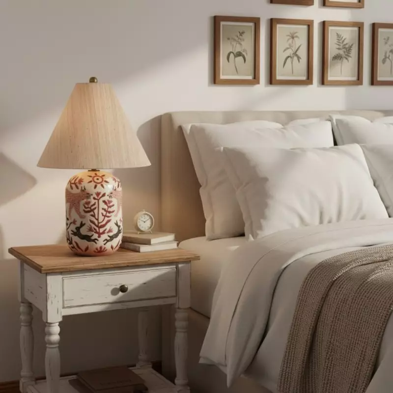 Thalira Vintage Ceramic Linen Table Lamp