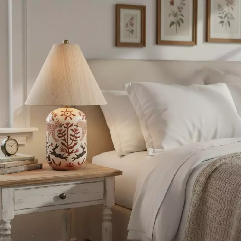 Thalira Vintage Ceramic Linen Table Lamp