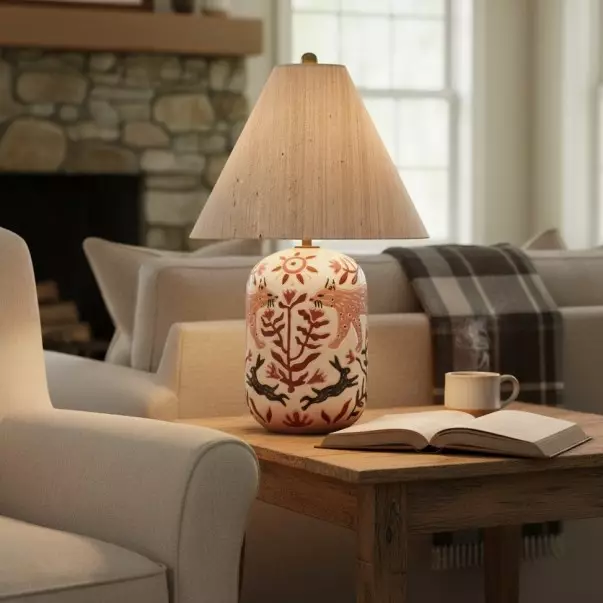 Thalira Vintage Ceramic Linen Table Lamp