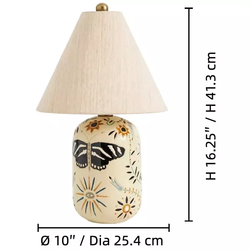 Thalira Vintage Ceramic Linen Table Lamp
