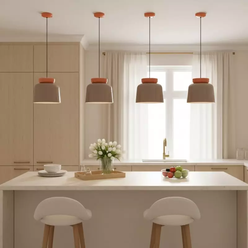 Smith Modern Nordic Bauhaus Macarons Bowl Shade Ceramic Pendant Light