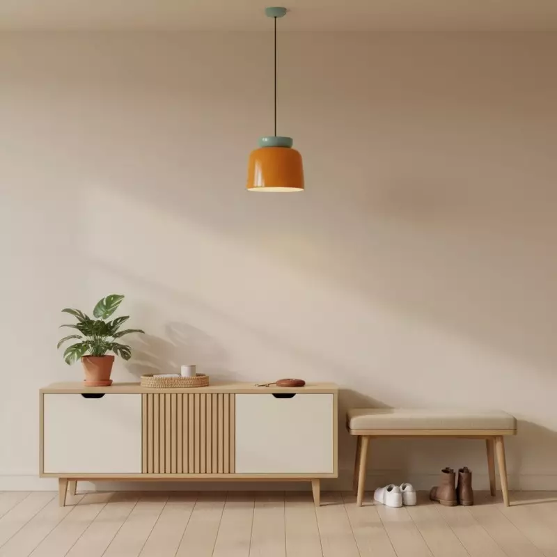 Smith Modern Nordic Bauhaus Macarons Bowl Shade Ceramic Pendant Light
