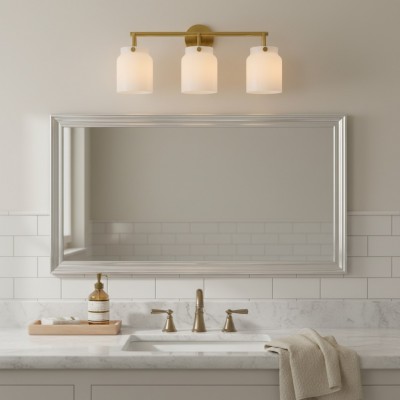 Navya Modern 3-Light Milk Glass Bathroom Sconce