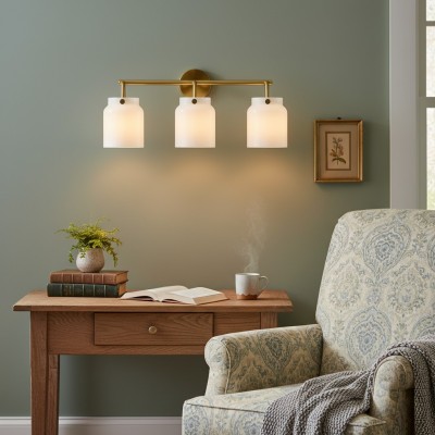 Navya Modern 3-Light Milk Glass Bathroom Sconce