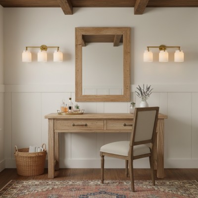 Navya Modern 3-Light Milk Glass Bathroom Sconce