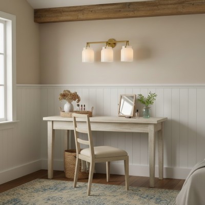 Navya Modern 3-Light Milk Glass Bathroom Sconce